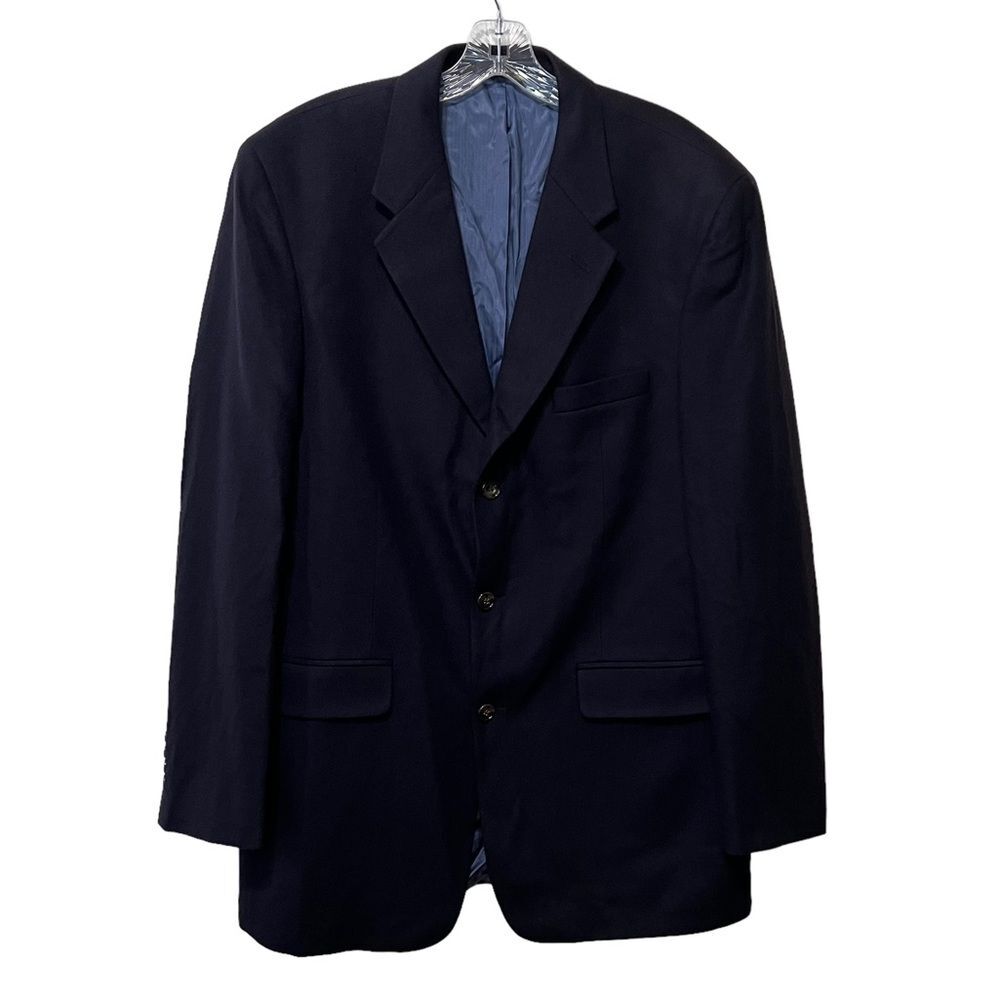 Men's Bloomingdale's Metropolitan View 42L Navy Wool Blend 3 Button Blazer